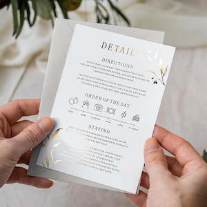 Wedding Information Cards Invites | Wedding Detail Card |  Gold Foil Reception Invitation Insert Card | RSVP Foil Invite Suite "Mayfair"