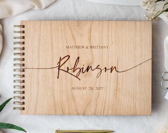 Wooden Wedding Guest Book Alternative, Wedding Gifts, Photo Album, Christmas Gift Couple, Custom Rustic Book, Farmhouse Reception Keepsake
