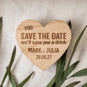 Save The Date Magnet, Wedding Invitations, Rustic Fall Winter Save The Dates Cards Heart, Custom Wooden Boho Wedding Invites, Elegant image 5
