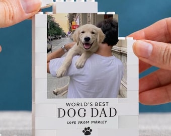 Personalised Dog Dad Photo Gift, Christmas Present From The Dog, Gift For Dog Lovers, Custom Photo Building Block Keepsake