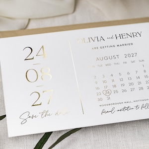 Save the Date Calendar Card, Luxury Save the Date Cards, Foil Save the Date Wedding Card Invites, Minimalist Wedding Invitations "Ibiza"