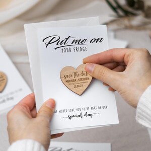 Save the Date Magnet + Cards, Wedding Invitation, Rustic Wooden Plain Simple Invites, Fall Winter Personalized Save the Dates - Modern