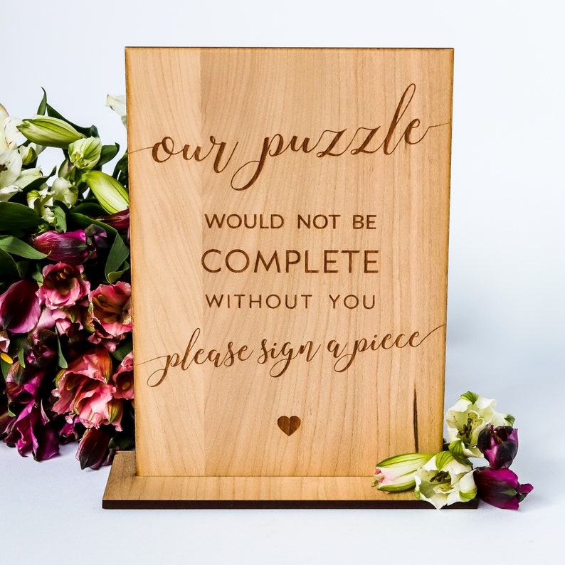 Puzzle Guest Book Rustic Wedding Decor Gift Wedding Guest Book Signs Engraved Polaroid Custom Decorations Wedding Guest Book Alternative