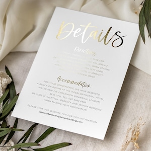 Tarjetas de información para bodas / Tarjetas de invitación con detalles dorados / Tarjetas de invitación para recepción / Tarjetas de invitación RSVP con detalles dorados "Bali"