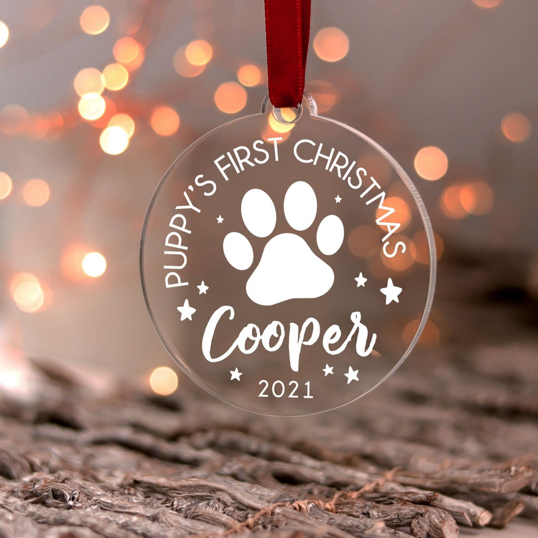 Puppy First Christmas Ornament Custom Dog Christmas Bauble Etsy