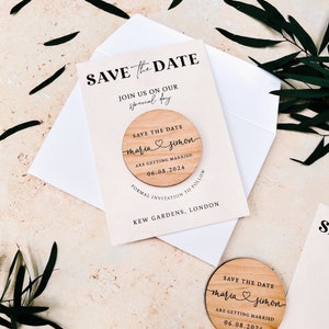 Save the Dates Magnet with Cards Simple Save the Date Wedding Magnets Modern Save out Date or Evening Invitations Minimalist Invites imagen 8
