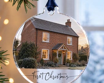 Personalised New Home Photo Bauble, First Christmas In Our New Home Ornament, Housewarming Gift For A Couple, First House Keepsake