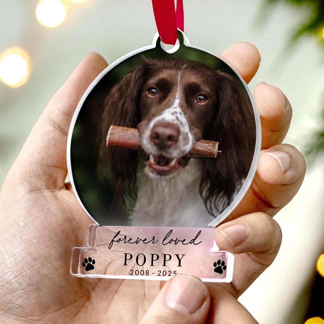 Personalised Pet Memorial Ornament - Dog Photo Keepsake, Custom Name ...