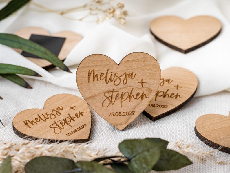 Save The Date Magnet, Wedding Invitations, Rustic Fall Winter Save The Dates Cards Heart, Custom Wooden Boho Wedding Invites, Elegant image 8