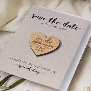 Save the Date Magnete Karten | Hochzeitseinladungen, rustikaler Magnet lädt ein, benutzerdefinierte Holz Herbst-Winter-Einladung, Holz Save the Dates - Kraft