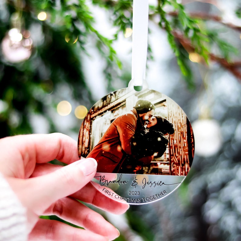 First Christmas Together Ornaments, Our First 1st Christmas Couple Ornament, Personalised Photo Couple Christmas Tree Bauble, 2023 Gifts image 8