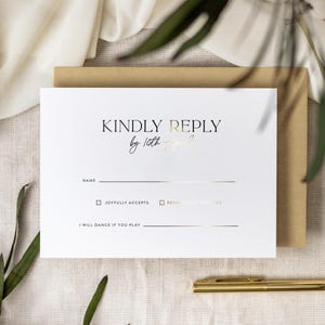Wedding RSVP Cards Invites | Luxury Detail Card with Envelopes | Gold Foil Boho Wedding Response Card "Ibiza"