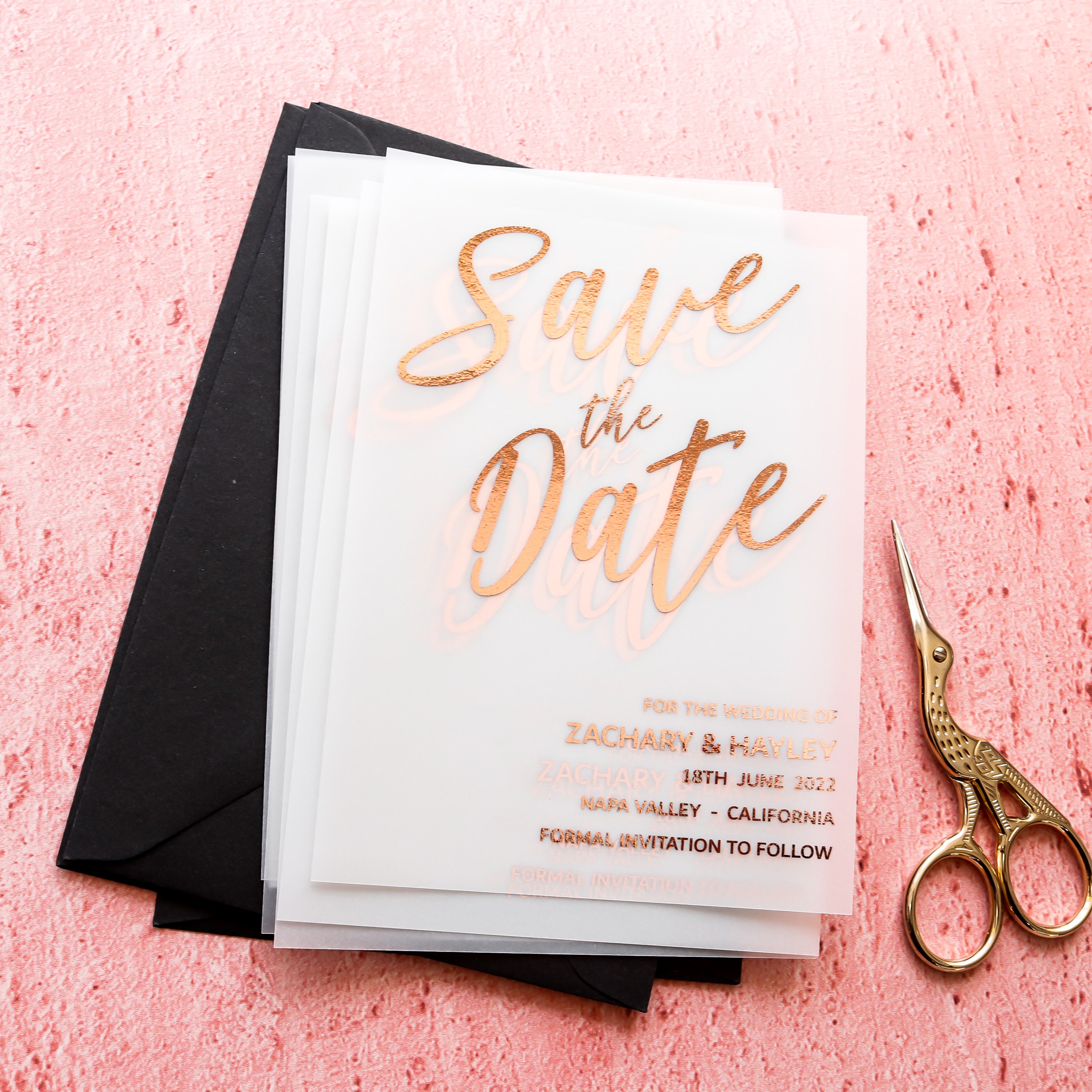 Foil Vellum Save the Date Cards Vellum Wedding Invites Etsy