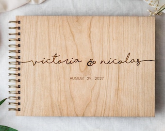 Personalized Cherry Wood Wedding Guest Book Alternative: Rustic Photo Album