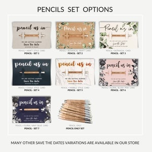 Pencil Us In Wedding Invitations Rustic Save The Date Cards, Personalised Custom Engraved Pencils Favour, Wedding Gift, Boho Wedding image 2