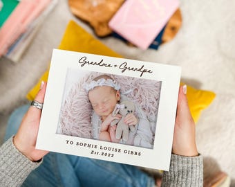 Personalised Grandparents Christmas Gift | Custom New Baby Gifts | First Grandchild Photo Frame, New Grandma Nanny, Baby First Birthday