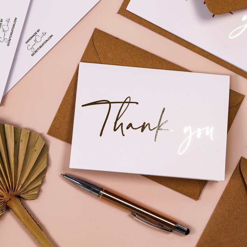 Personalised GOLD FOIL Wedding Thank you Cards Envelope Bridesmaids Gifts Multi Pack Bridal Shower Anniversary Wedding Note Card