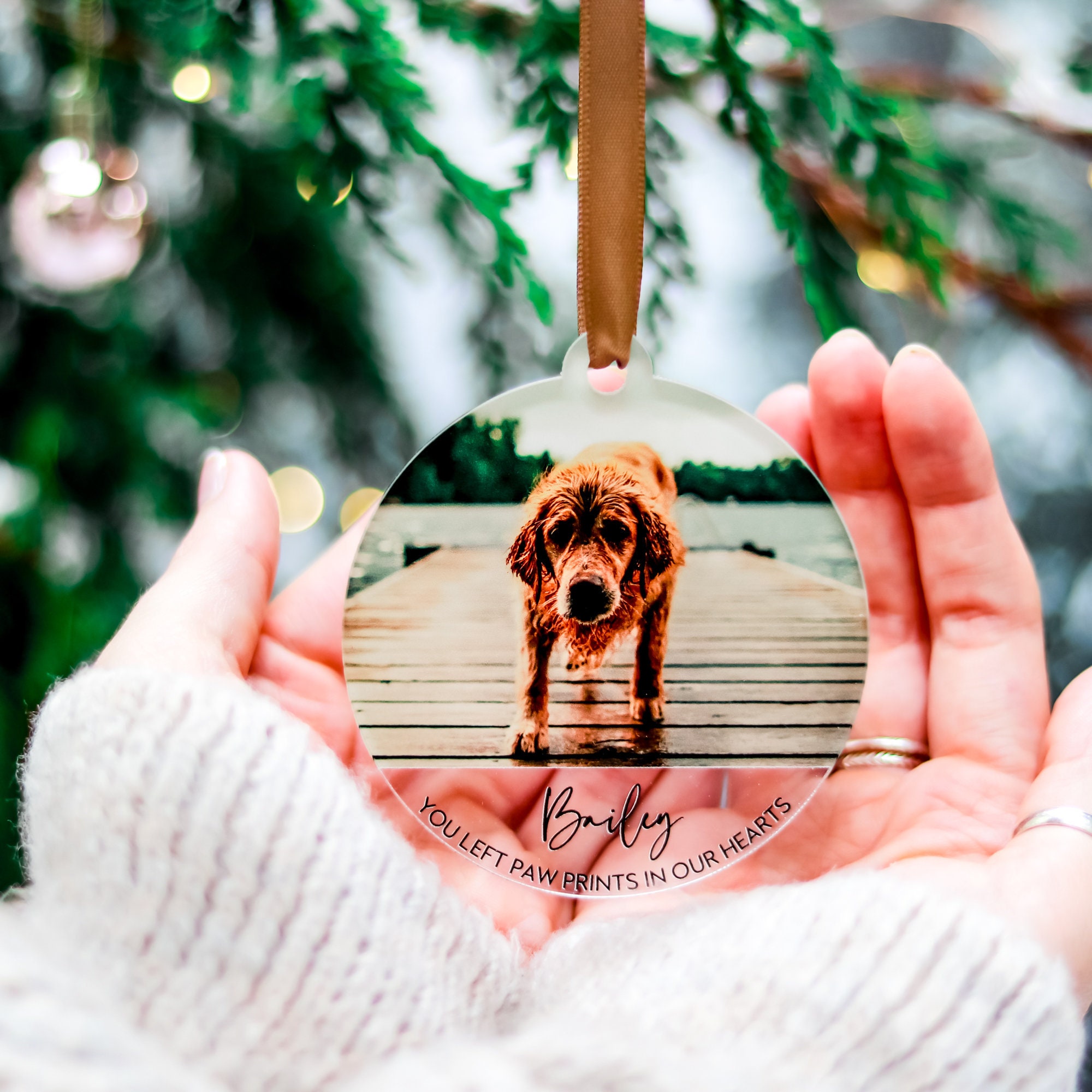 Christmas Dog Memorial Ornament Gift Custom Pet Memorial Ornament Personalized Tree Decorations Cut Out wood Dog Ornaments