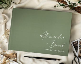Wedding Guest Book Sage Green, Personalized Wedding Memory Album, Custom Engagement Gift For Couple, Reception Guestbook, Anniversary Gift