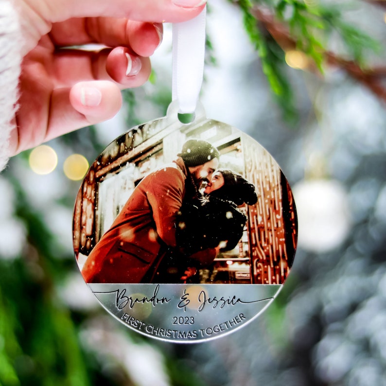 First Christmas Together Ornaments, Our First 1st Christmas Couple Ornament, Personalised Photo Couple Christmas Tree Bauble, 2023 Gifts image 9