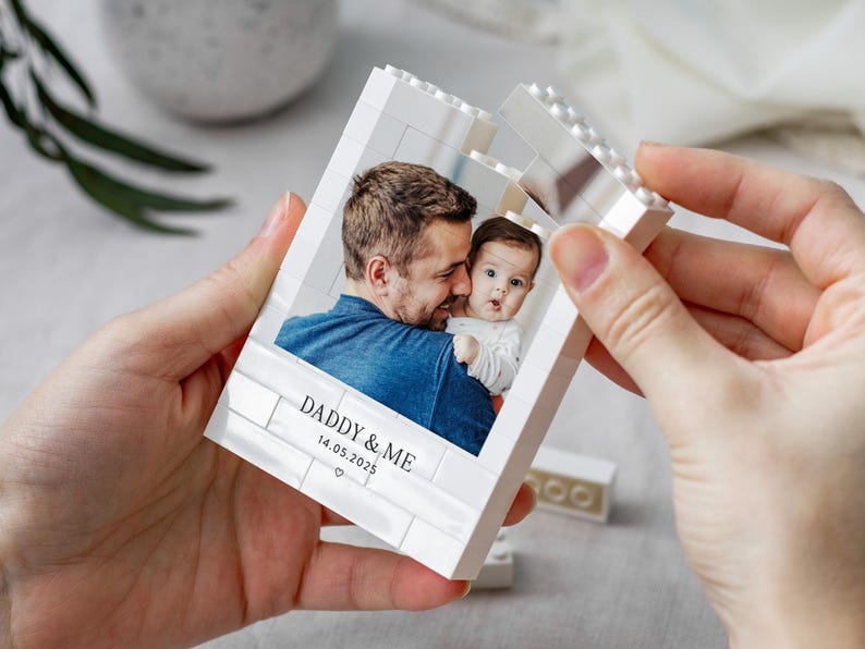Daddy And Me Photo Keepsake, Personalised Fathers Day Gift, Dad And Baby Keepsake Block, New Dad Birthday Present, Gift For Daddy From Kids image 11