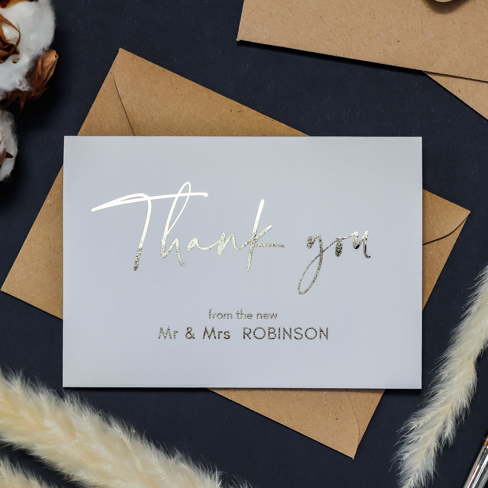 40 Wedding Thank You Cards Wtih Envelopes & Stickers,Greeting Note Blank  Cards,Gold Foil,From The New Mr & Mrs,For Wedding Invitation,Bridal Shower  4 X 6 In - Yahoo Shopping