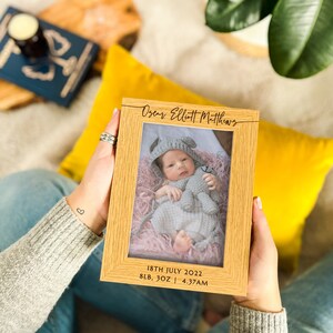 Personalised First Christmas Baby Photo Frame, Newborn New Baby Gifts, Custom Engraved Birth Info Picture Frame, Baby Announcement Keepsake image 6