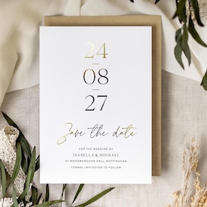 Save the Date Cards, Luxury Save the Date Wedding Cards, Gold Foil Save the Dates, Wedding Announcement Cards "Ibiza"