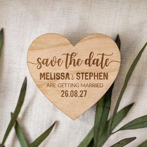 Save The Date Magnet, Wedding Invitations, Rustic Fall Winter Save The Dates Cards Heart, Custom Wooden Boho Wedding Invites, Elegant image 6