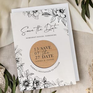 Save the Dates Magnet mit Karten | Save the Date Hochzeitsmagnet | Holz Save the Date oder Abend Einladungen | Minimalist lädt ein