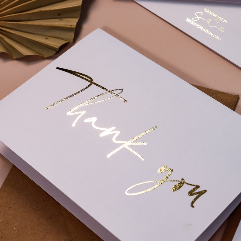 Personalised GOLD FOIL Wedding Thank you Cards Envelope Bridesmaids Gifts Multi Pack Bridal Shower Anniversary Wedding Note Card