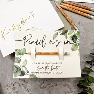 Pencil Us In Save the Date Cards Save the Dates Wedding Invitations Personalised Rustic Botanical Magnets Minimalist Save the Dates image 6