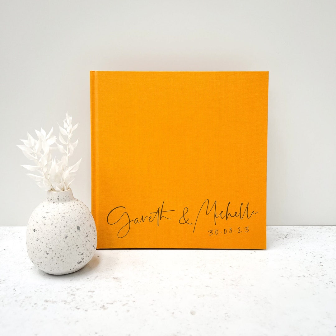 Personalised Wedding Photo Album Wedding Guest Book Linen Polaroid
