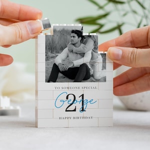 Regalo personalizzato per il 21° compleanno per lui, mattoncini da costruzione personalizzati con foto per figlio, ricordo del passaggio all'età adulta immagine 14