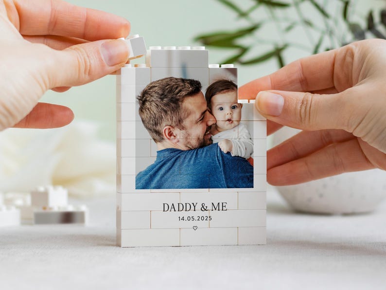 Daddy And Me Photo Keepsake, Personalised Fathers Day Gift, Dad And Baby Keepsake Block, New Dad Birthday Present, Gift For Daddy From Kids image 9