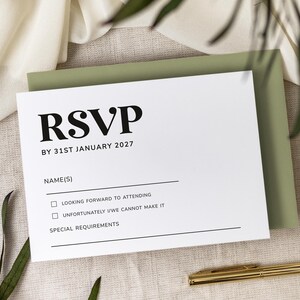 RSVP Card | Detail Card with Envelopes | Wedding Response Card | Wedding Reply Card | Simple RSVP | Wedding Stationery "Arizona"