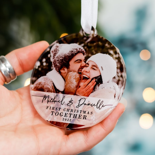 Personalized First Christmas Together Ornament 2023, Our First Christmas Couple Bauble Ornament,  Photo Couple Christmas Tree, Xmas Gifts