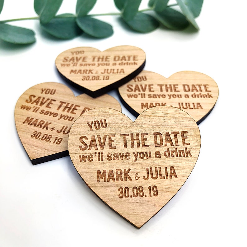 Rustic Wedding Invitation Save The Date Magnet Cards Wooden Etsy