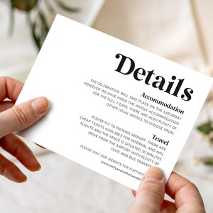Minimalist Wedding Details Card | Wedding Information Insert | Invitation Suite | Wedding Stationery | Wedding Reception Details "Arizona"