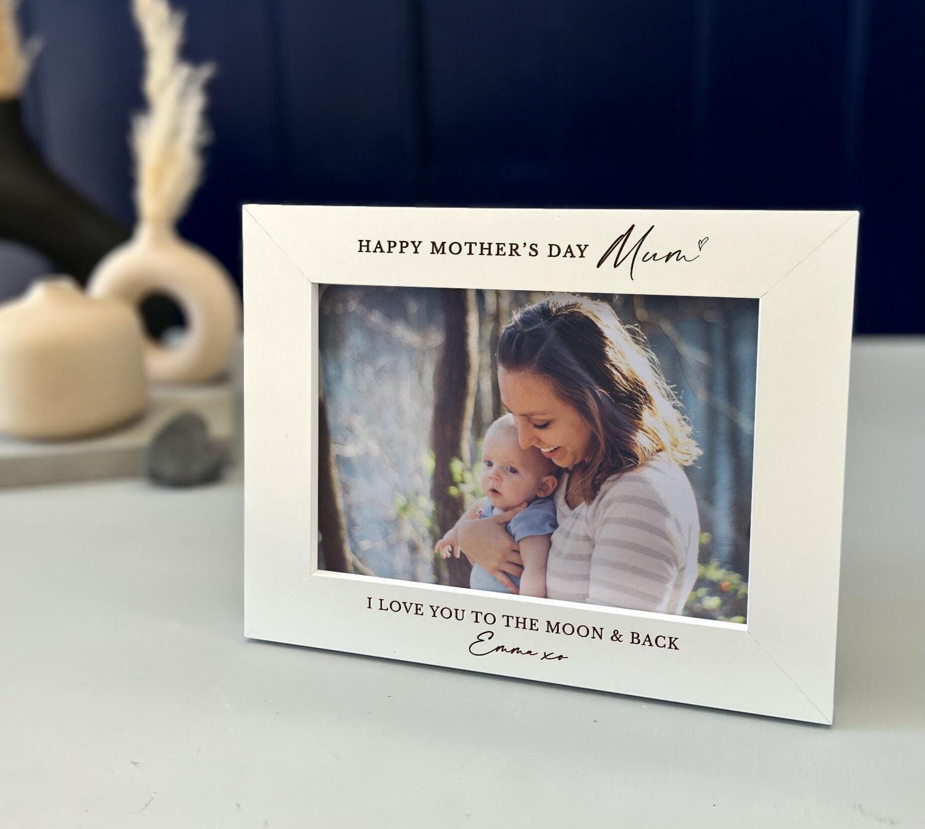Cornice Portafoto Rotante Per Mamma – Regalo Da Figlie, Con Due Foto 10x15 E Ciondolo Puzzle "ti Voglio Bene"
