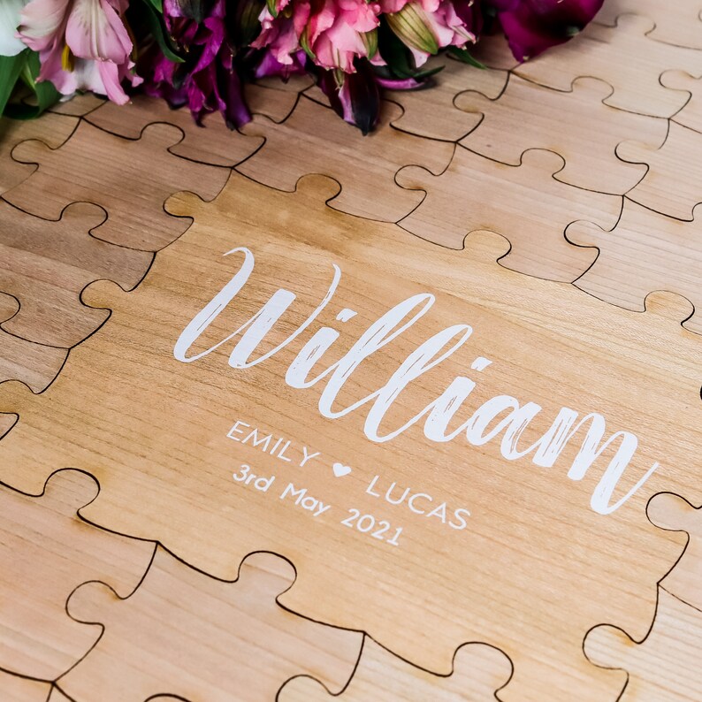 Wedding Guest Book Alternative Puzzle Guest Book Rustic Etsy
