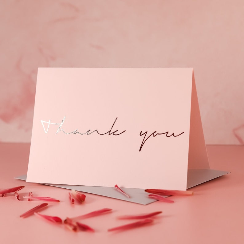 ROSE GOLD FOIL Thank you Cards, Wedding Note Cards Multi Pack, Calligraphy Thank You Note, Bridesmaids Bridal Shower,Wedding Thank You Card image 2