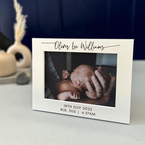 Personalised Baby Photo Frame | Newborn New Baby Christmas Gifts | Custom Engraved Birth Info Picture Frame, Baby Announcement Keepsake Gift