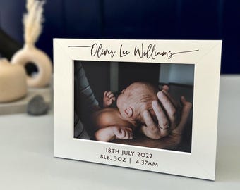 Personalised Baby Photo Frame | Newborn New Baby Christmas Gifts | Custom Engraved Birth Info Picture Frame, Baby Announcement Keepsake Gift