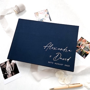 Modern Wedding Guest Book Personalised Linen Guestbook with 6 Colour Choice Wedding Polaroid Photo Album Custom Wedding Gift Keepsake image 8