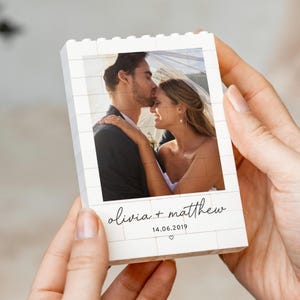 Personalised Wedding Photo Gift, Anniversary Keepsake, Custom LEGO® Style Memory Block, Wedding Present Gift For Couple, Anniversary Present