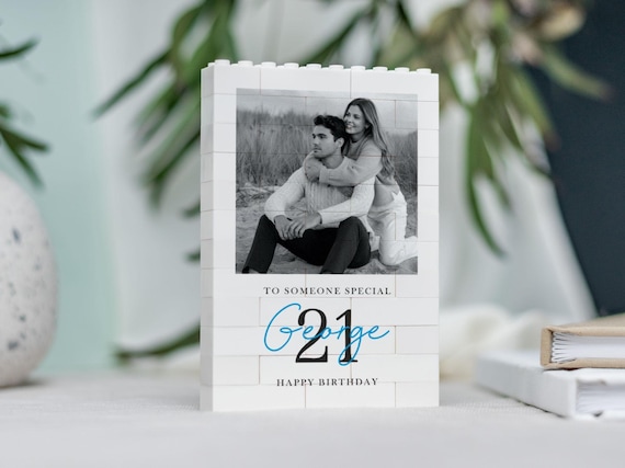 Personalised 21st Birthday Gift For Him, Custom Photo Building Block for Son, Coming Of Age Keepsake