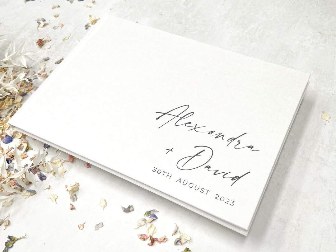 Modern Wedding Guest Book Personalised Linen Guestbook With 6 Colour