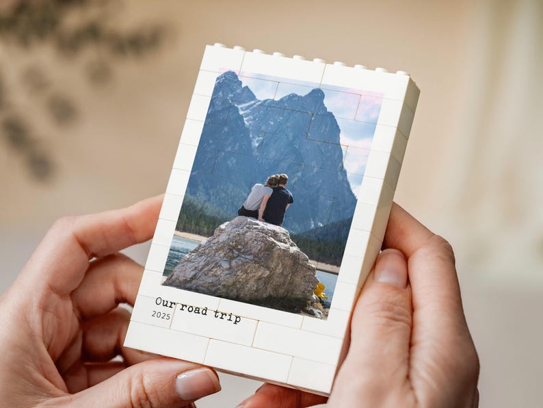 Travel Memory Gift, Personalised Road Trip Photo Block, Adventure Couple Keepsake, Holiday Photo Gift, Custom Wanderlust Memory Present image 7