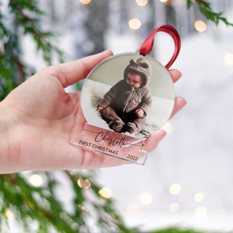 Baby 1st First Christmas Ornaments, Baby's 1st Christmas Bauble Decorations, Personalised Newborn Baby Family Photo Ornament 2022, My First 